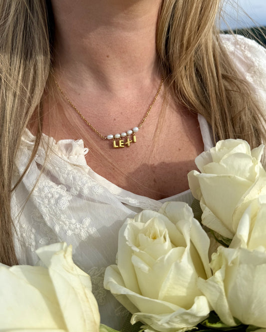 Custom Pearl Name, Word, or Initial Necklace