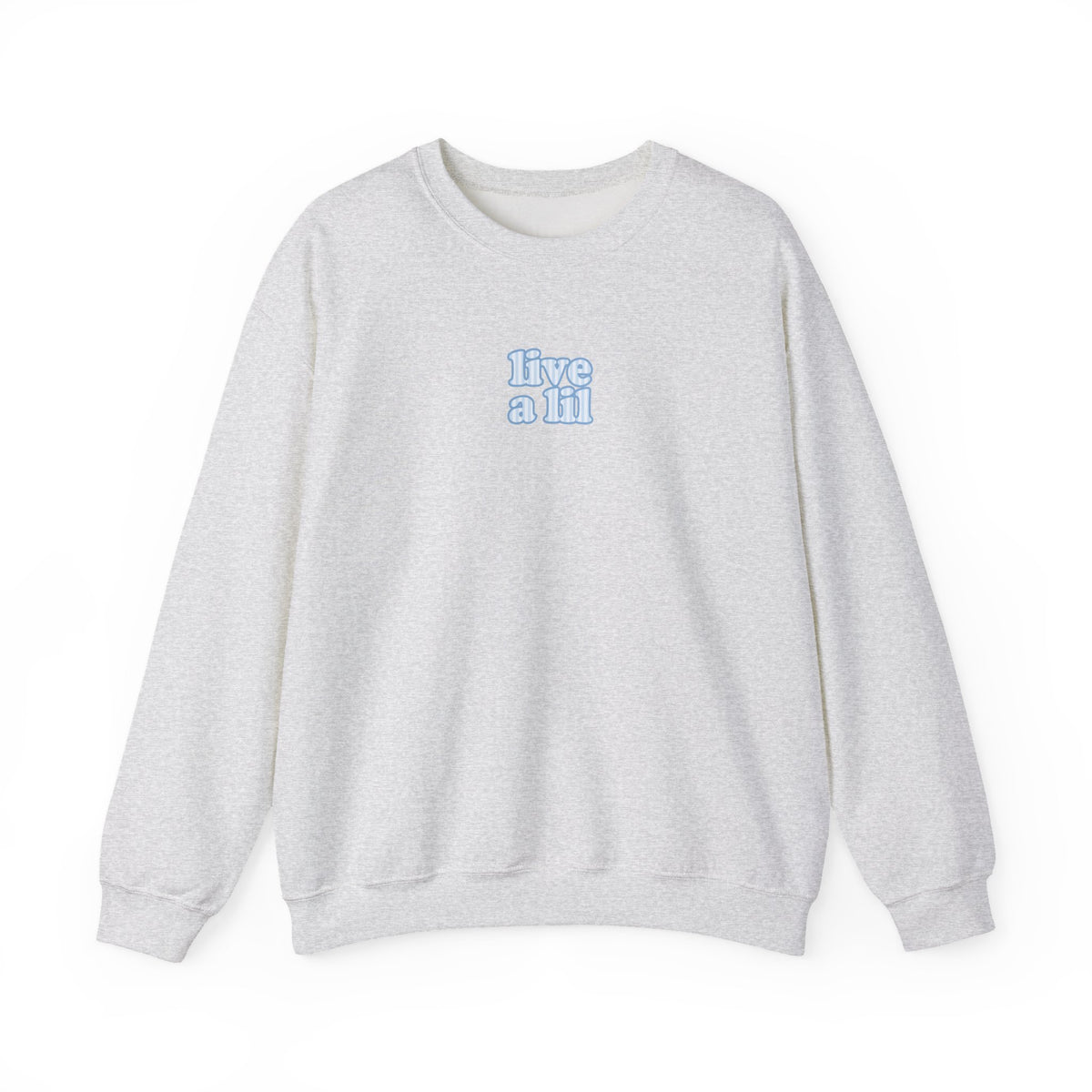 Live A Lil Pastel Blue Patchwork Crewneck