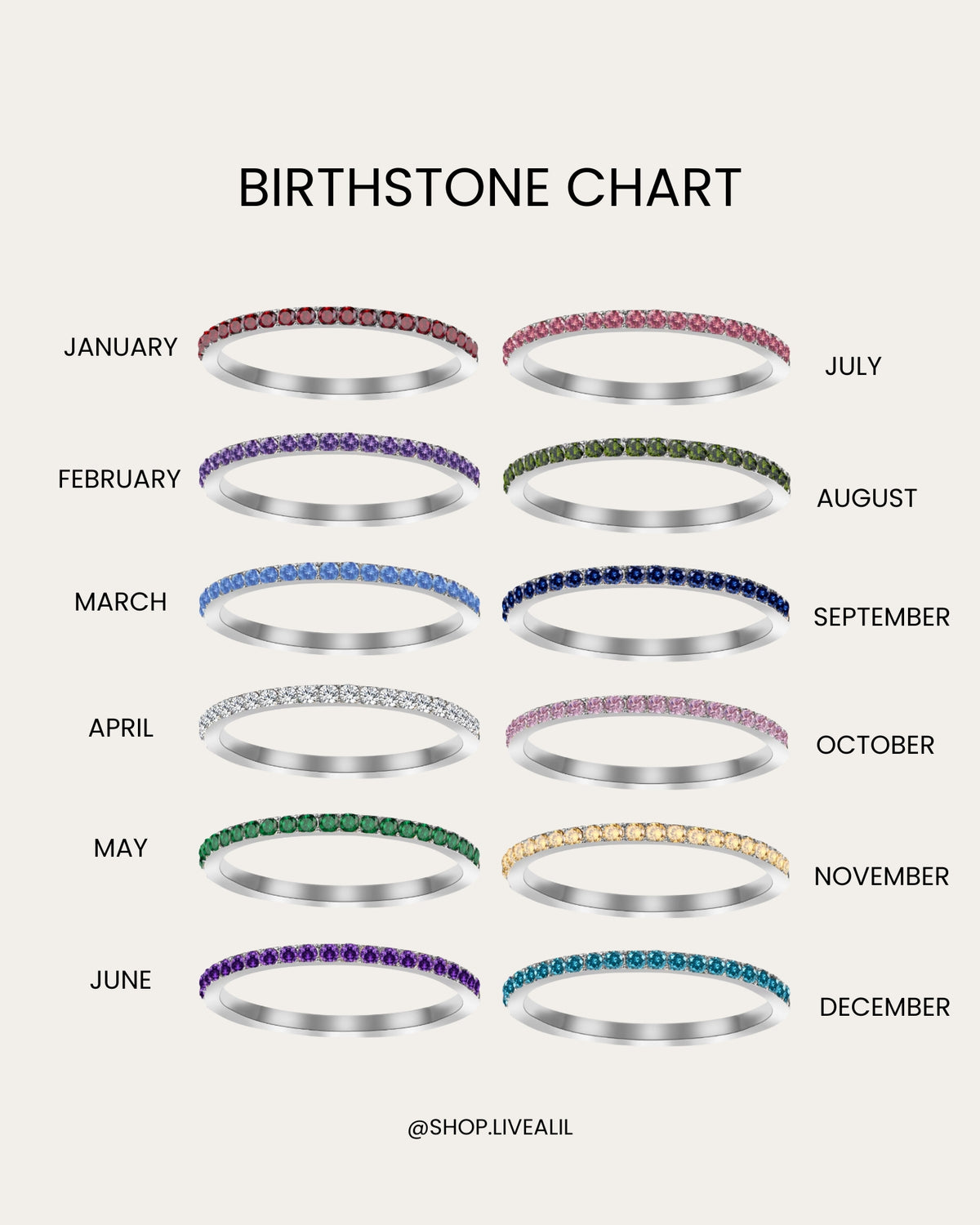 Silver Dainty Birthstone Rings