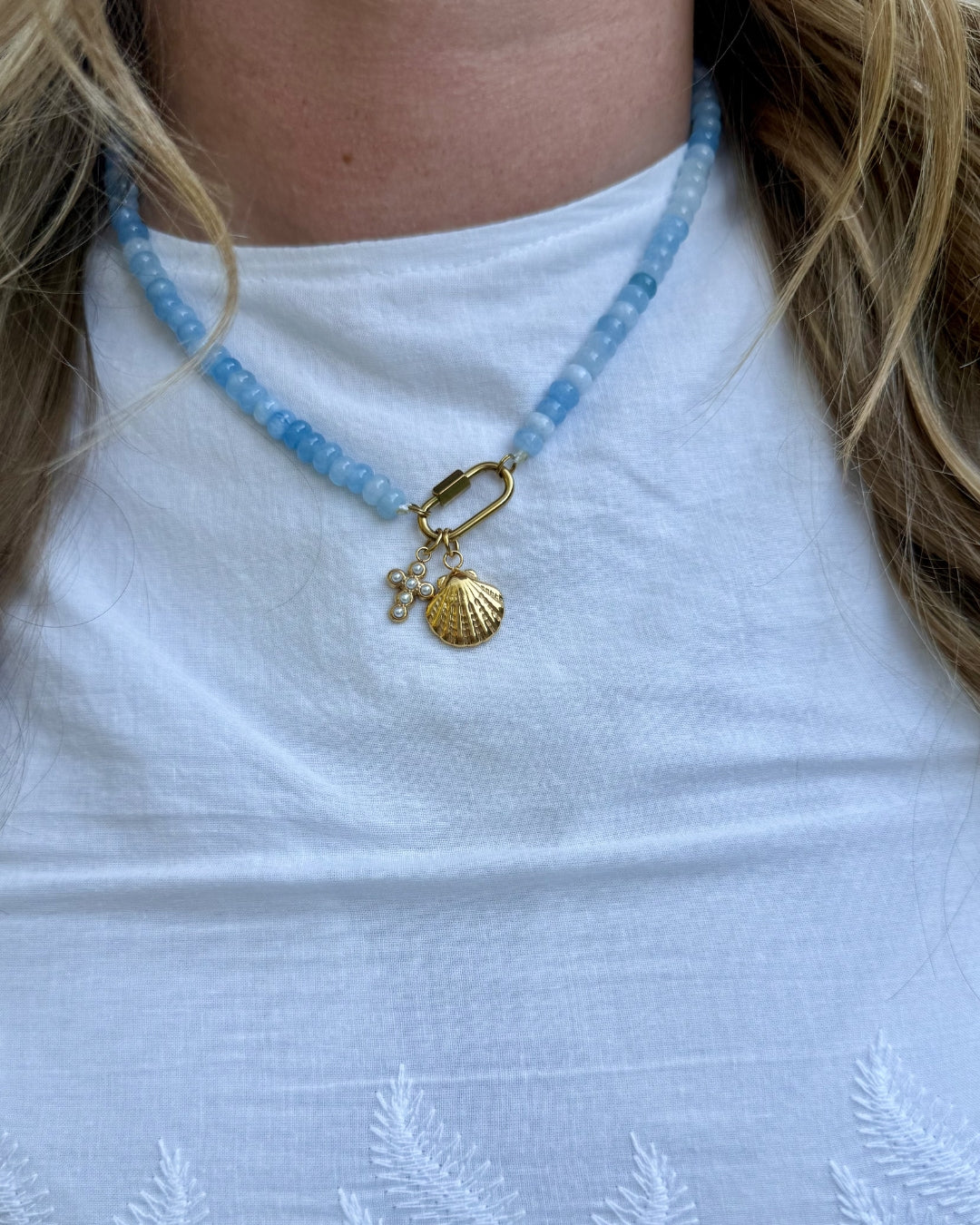 Solid Blue Beaded Necklace
