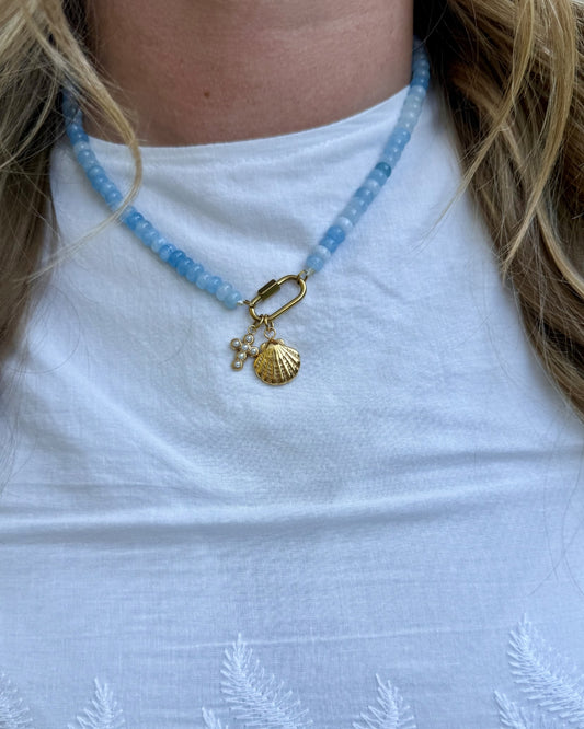Solid Blue Beaded Necklace