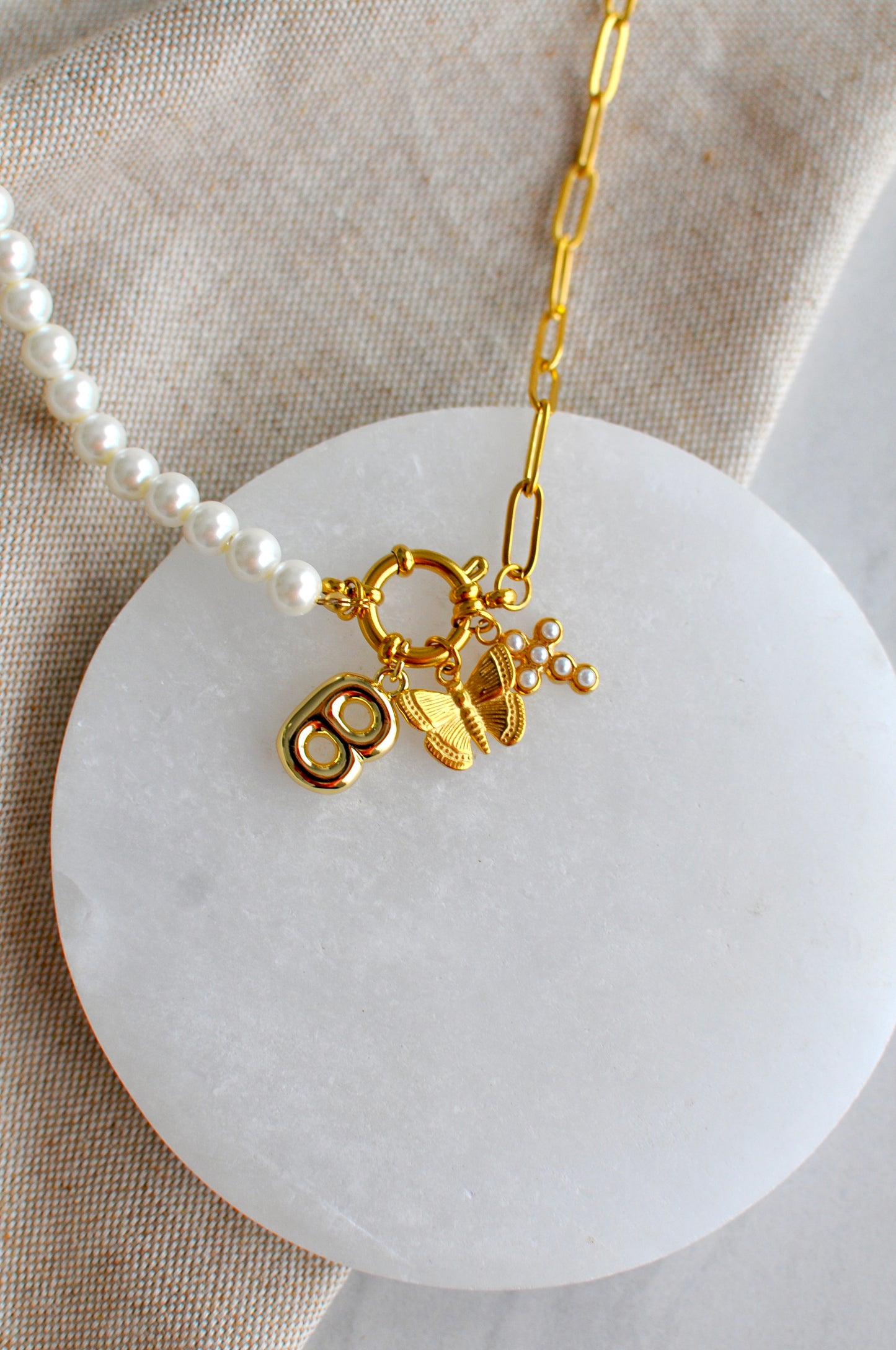 Pearl & Paperclip Pendant Necklace Chain