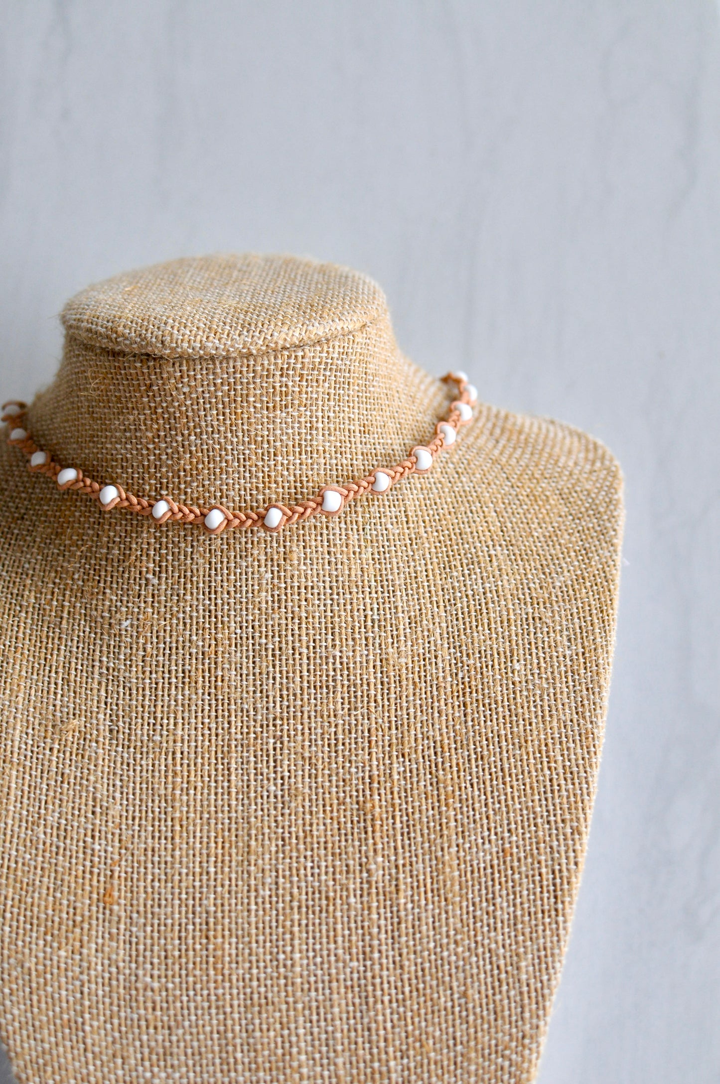 White Leather Necklace