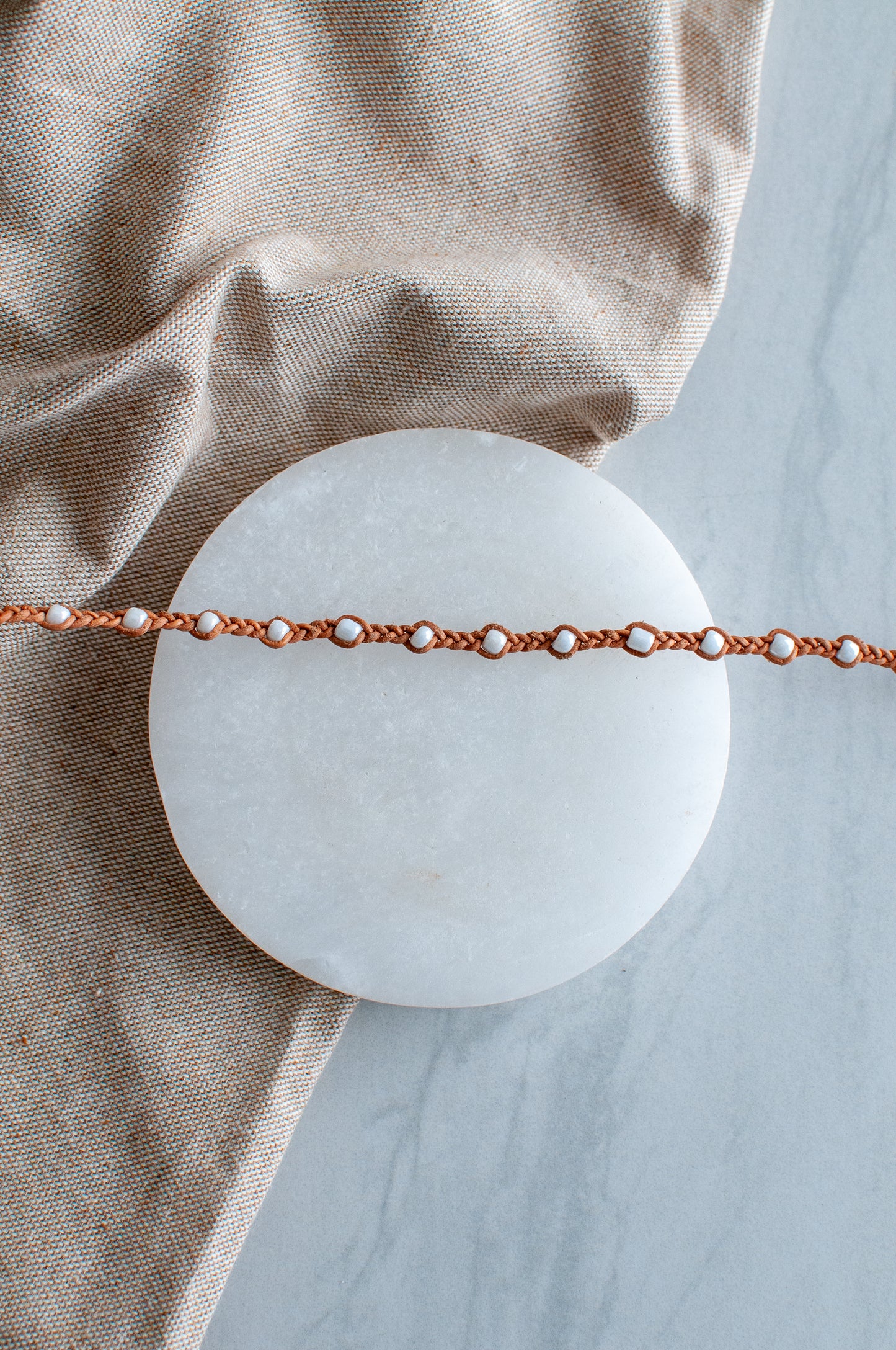 White Leather Necklace