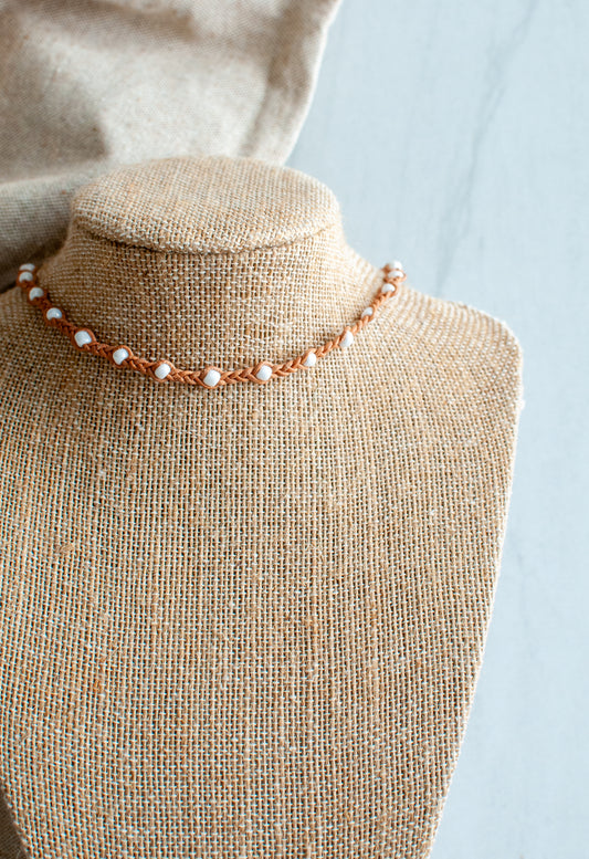 White Leather Necklace