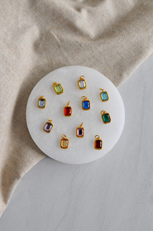 Birthstone Rectangle Charm