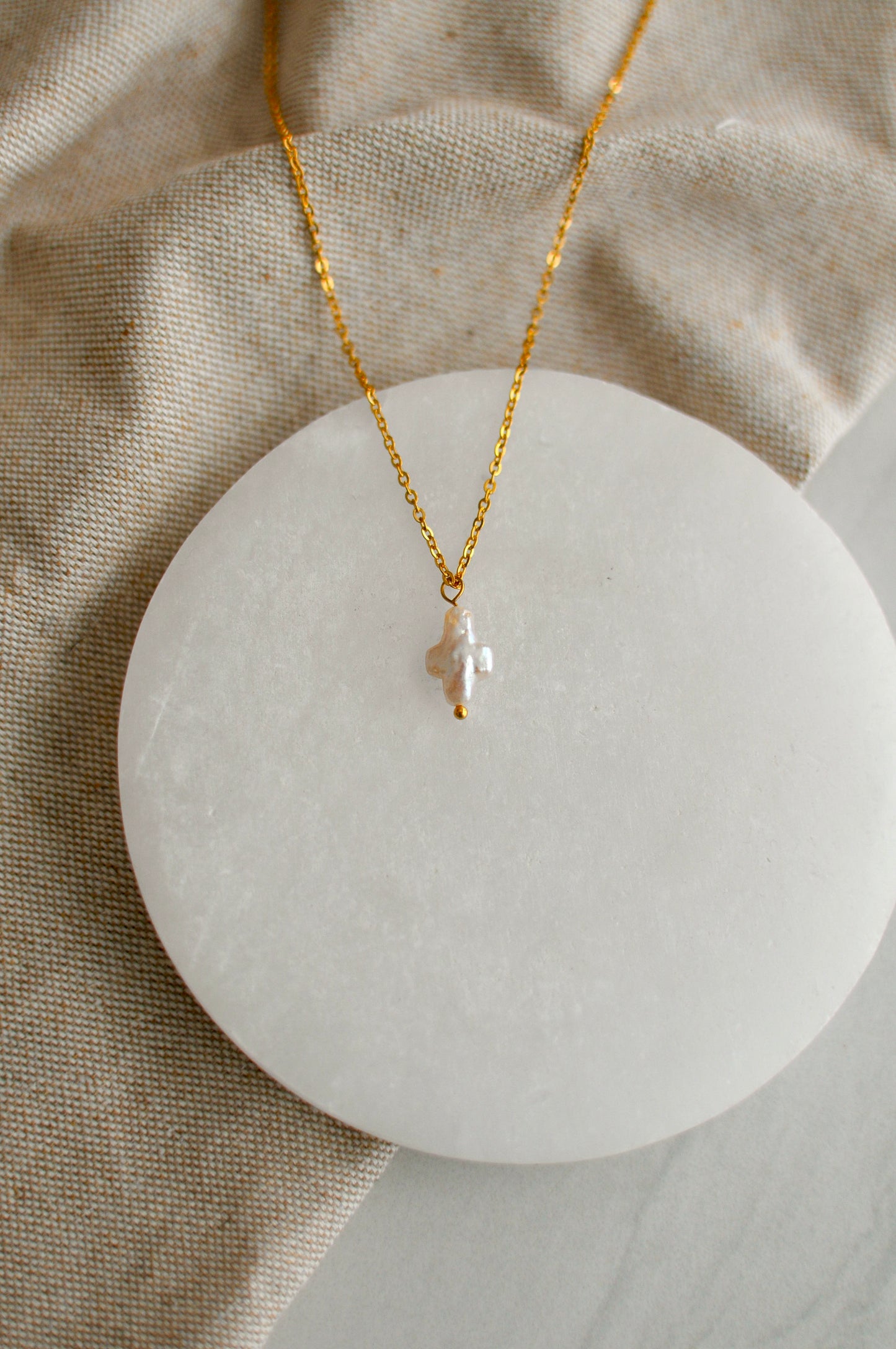 Pearl Cross Dainty Necklace