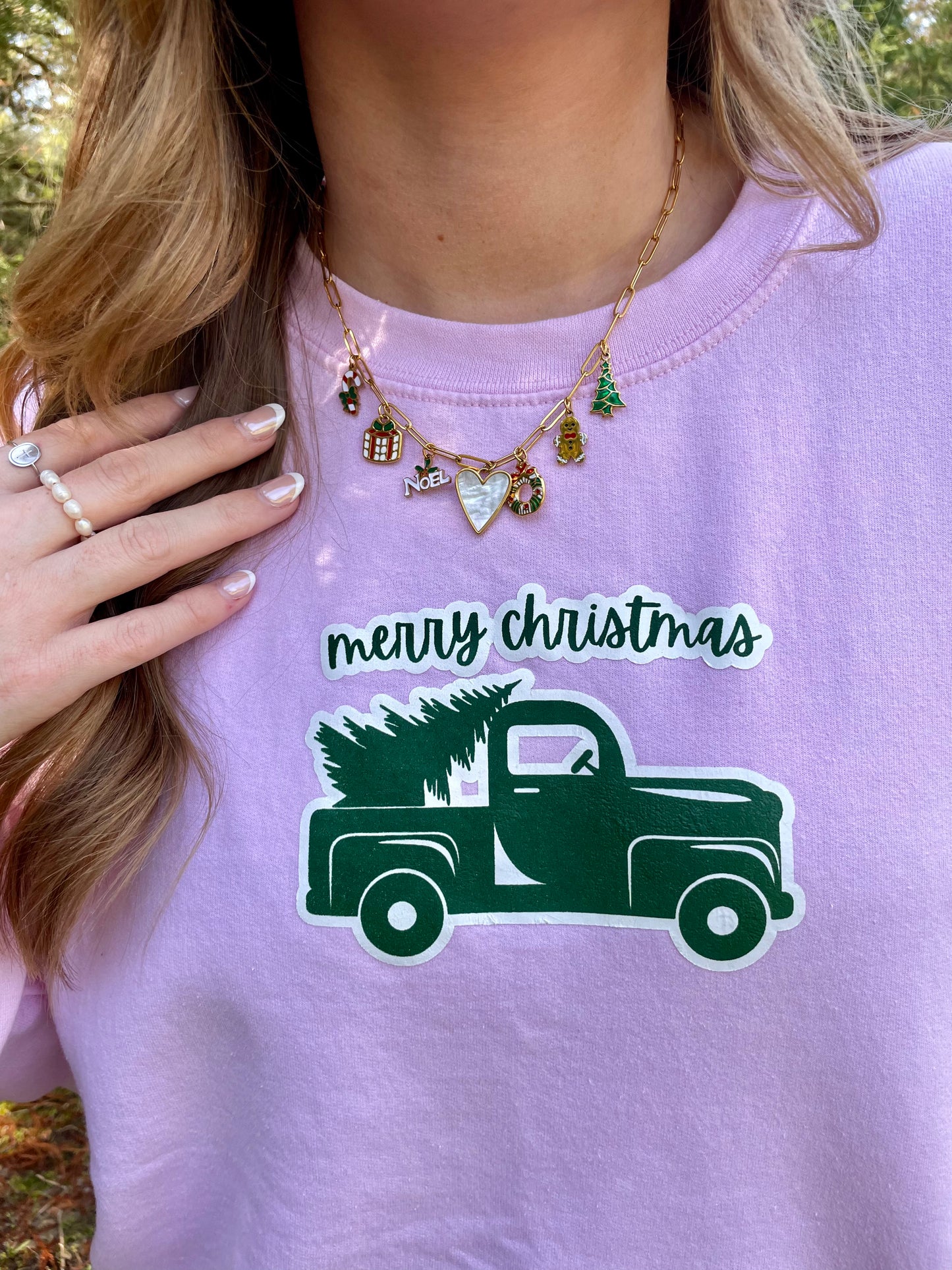 Merry Christmas Light Pink Crewneck