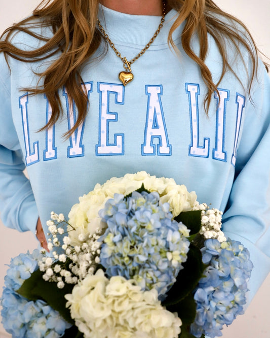 Live A Lil Light Blue Mockneck