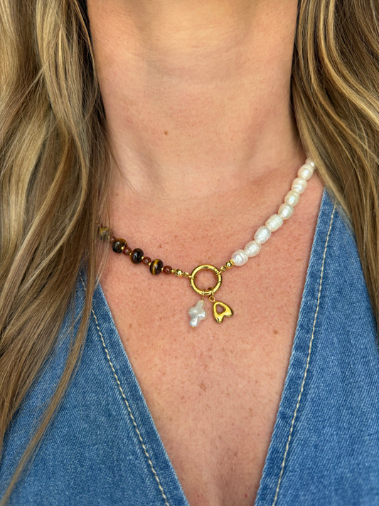 Coffee & Cream Beaded Necklace