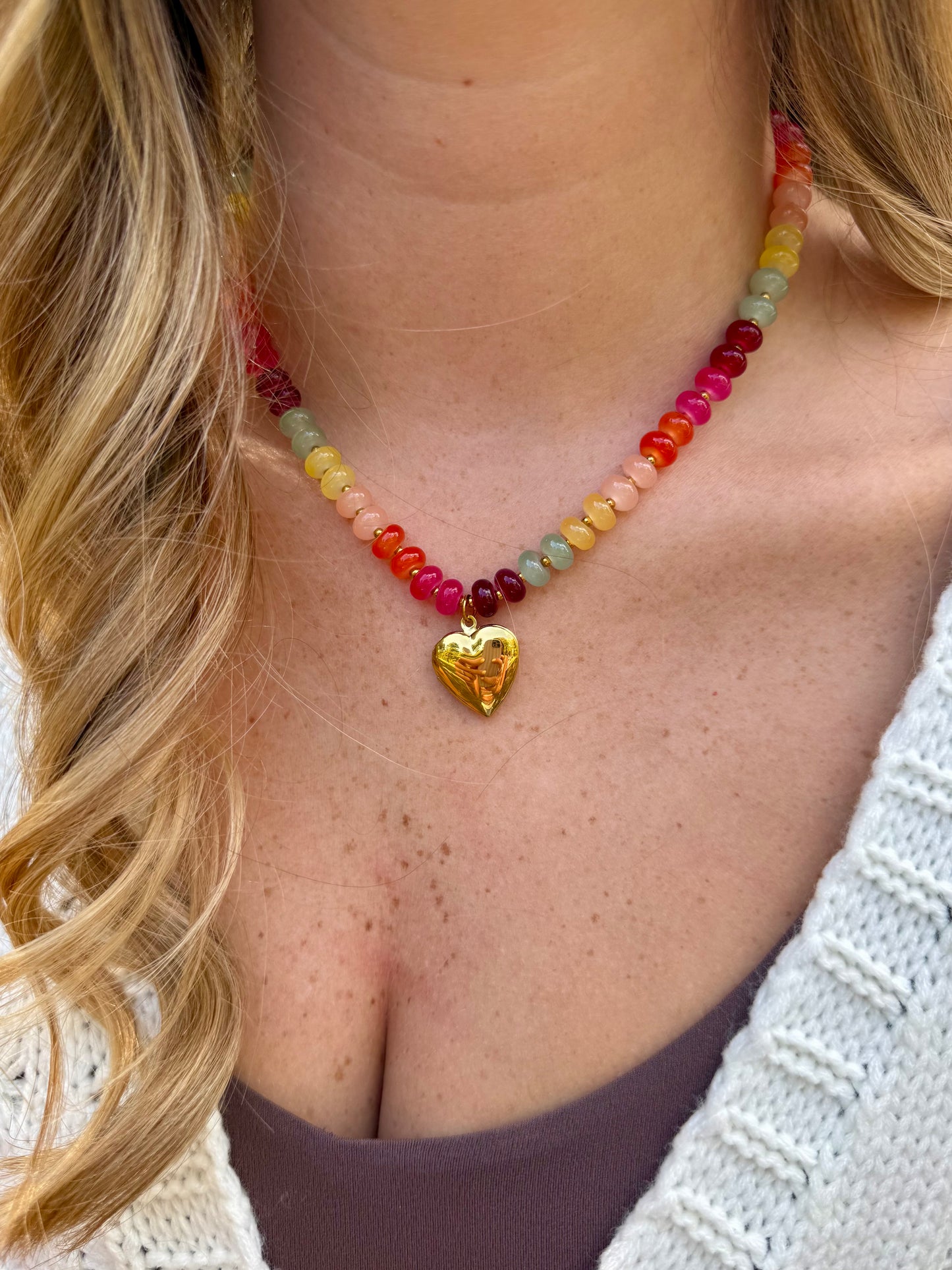 Autumn Locket Beaded Necklace