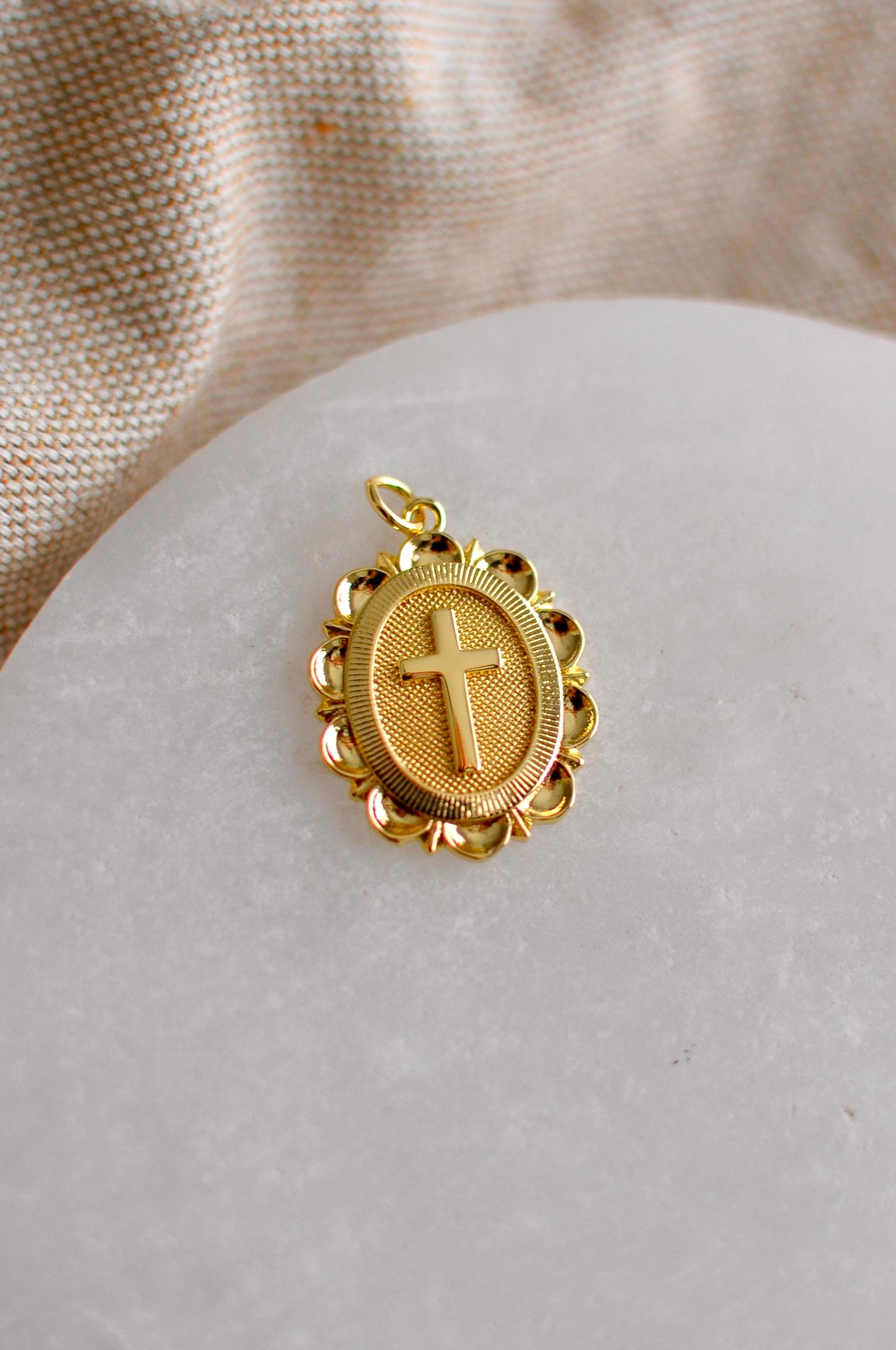 Oval Cross Charm