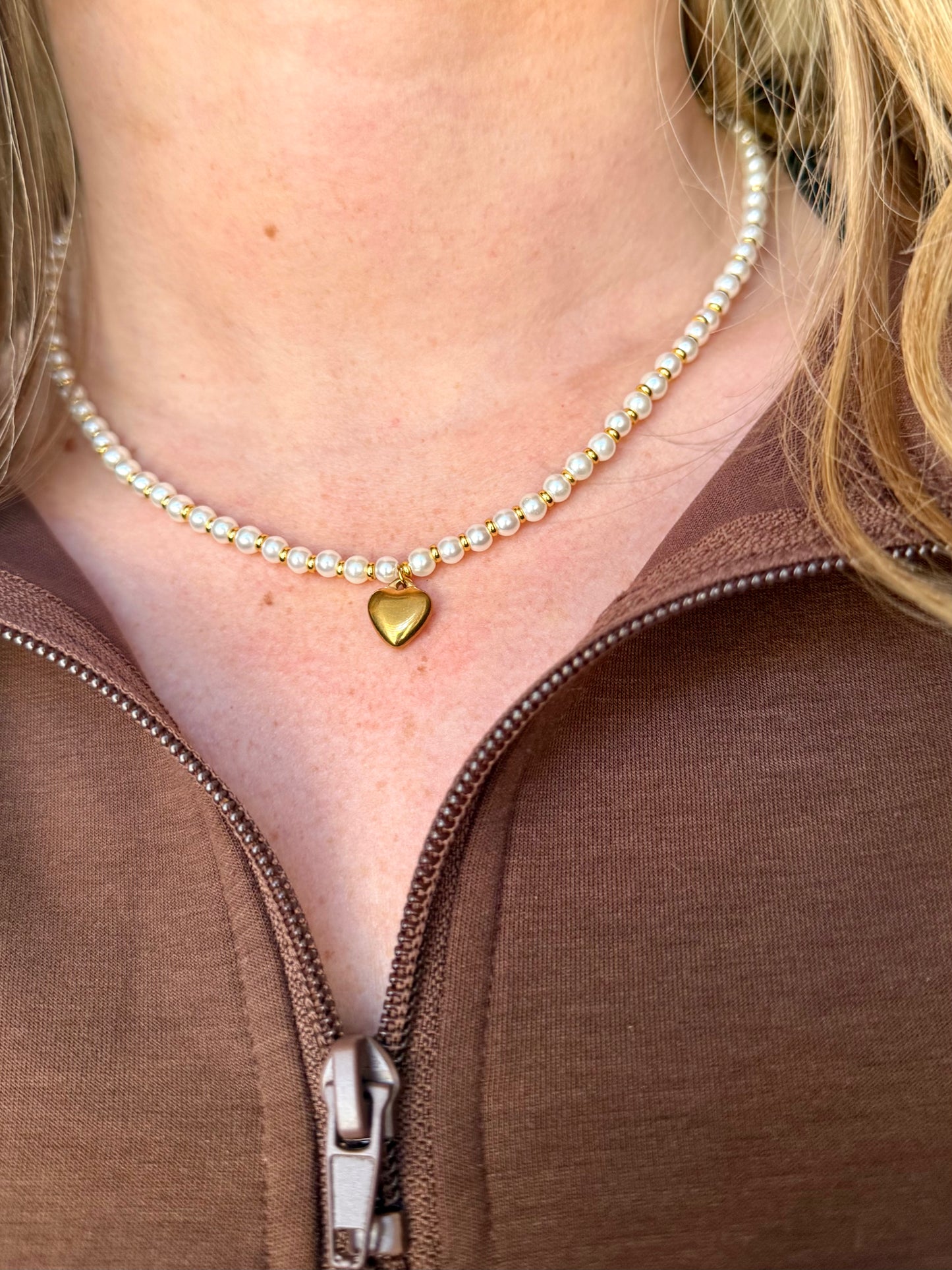 Solid Pearl Heart Necklace