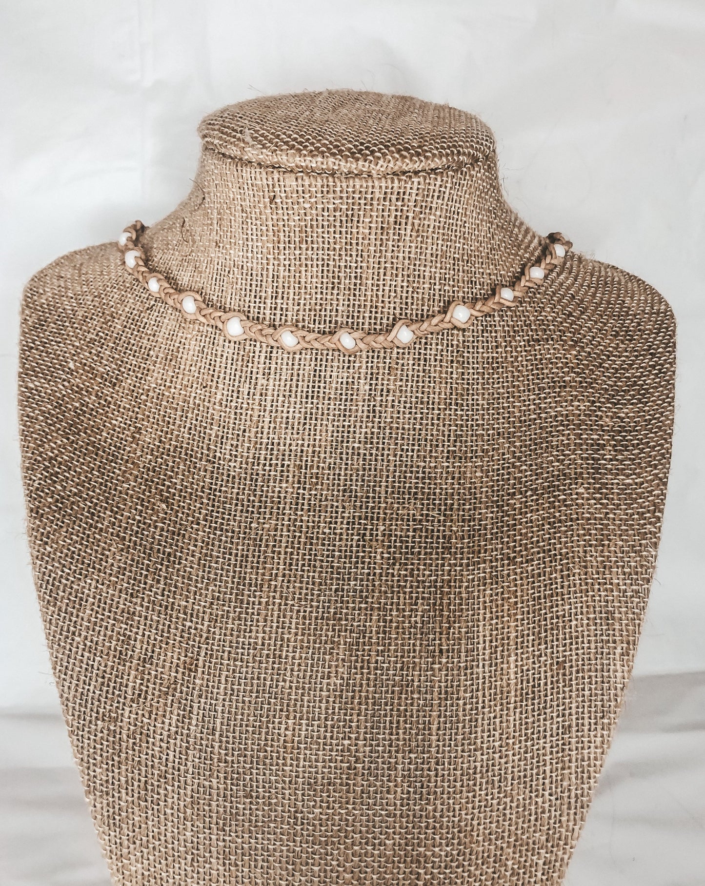 White Leather Necklace