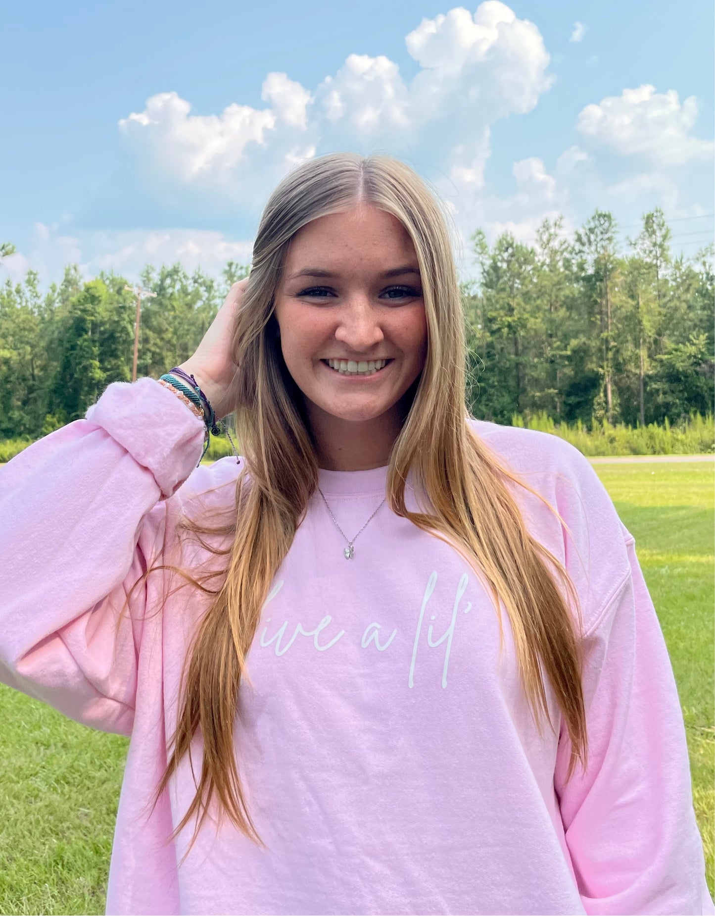 Live A Lil Pastel Pink Crewneck