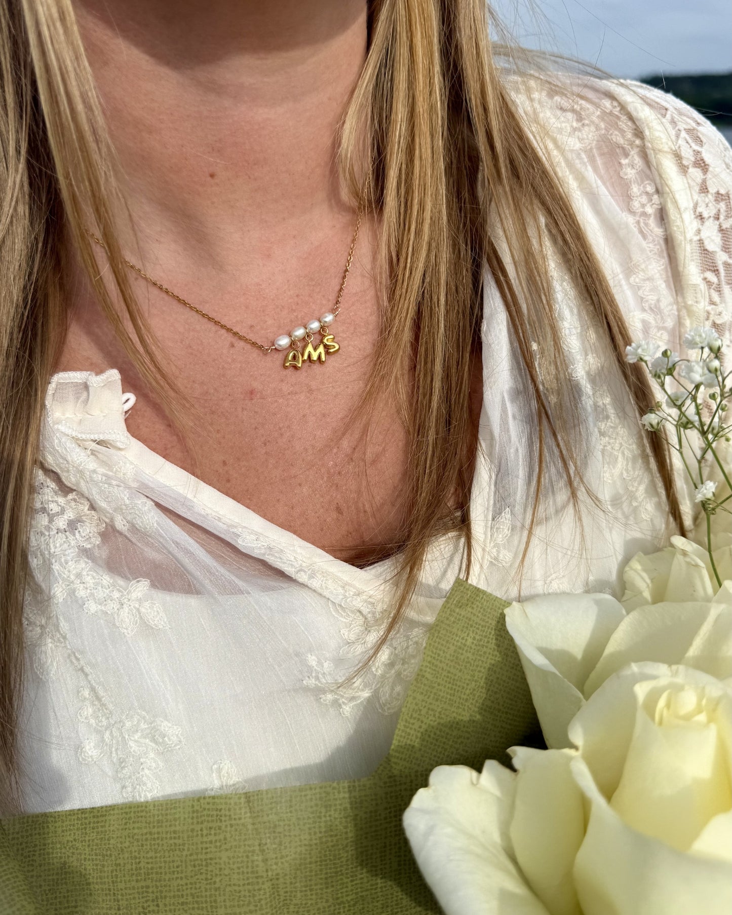 Custom Pearl Name, Word, or Initial Necklace
