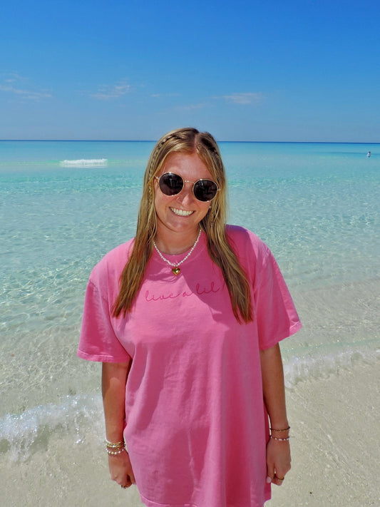 Pretty In Pink Live A Lil Embroidered T-Shirt