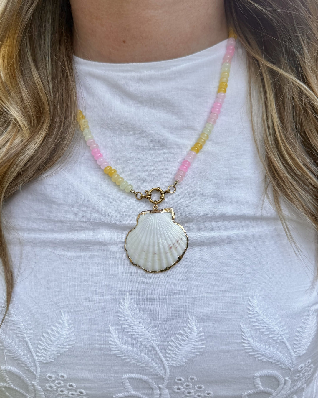 Sunset Seashell Beaded Necklace