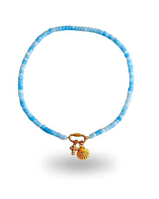 Solid Blue Beaded Necklace