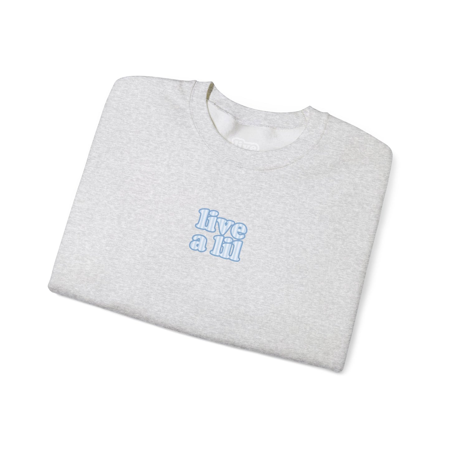Live A Lil Pastel Blue Patchwork Crewneck