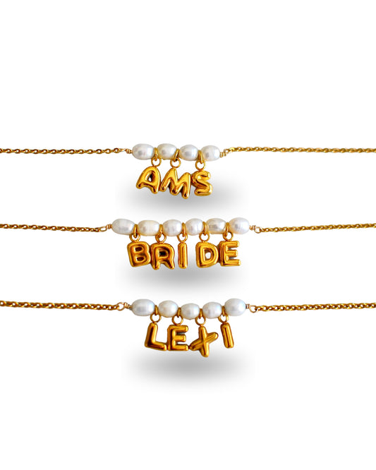 Custom Pearl Name, Word, or Initial Necklace