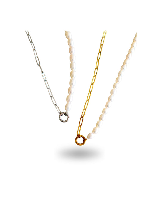 Pearl & Paperclip Necklace Chain