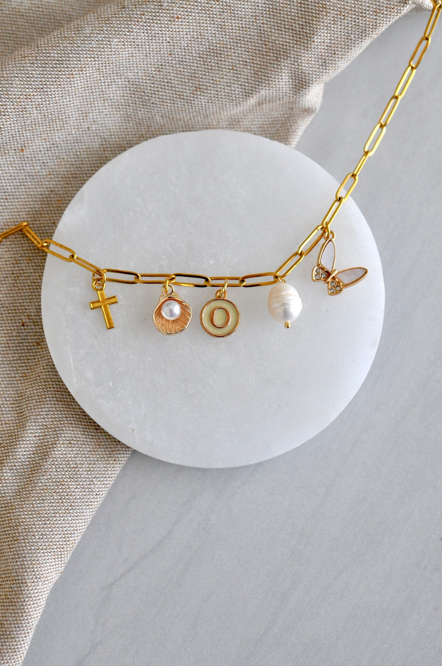 Cream Circle Letter Charms