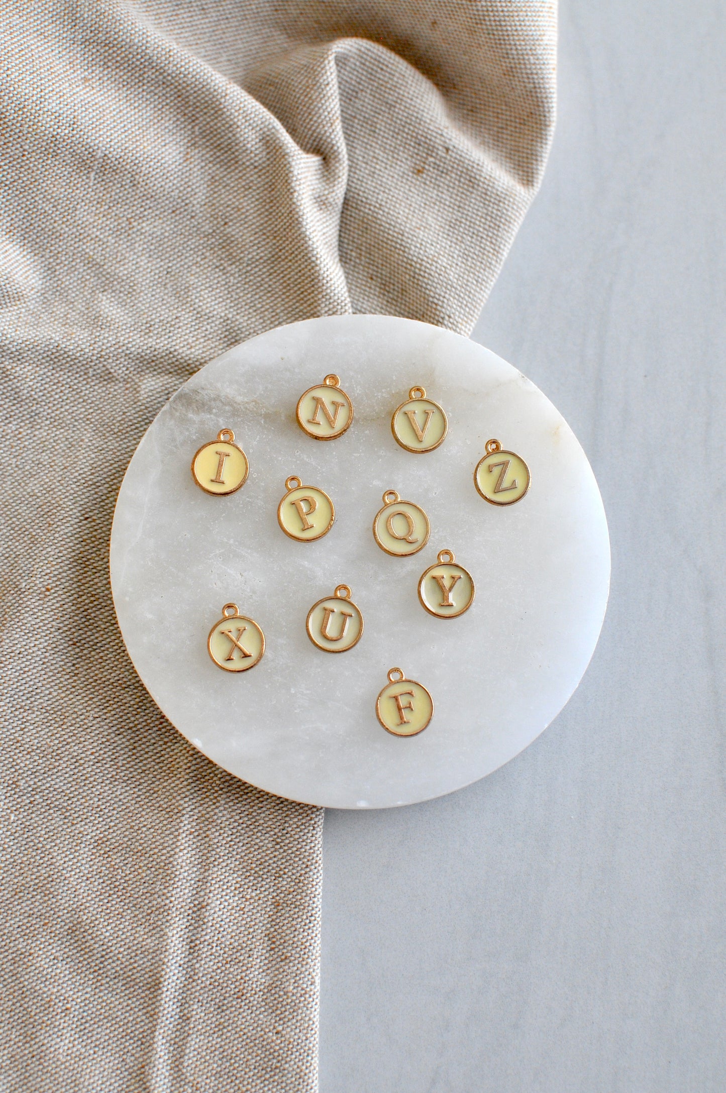 Cream Circle Letter Charms