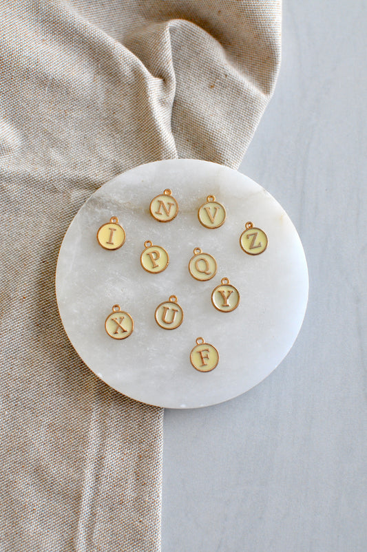 Cream Circle Letter Charms
