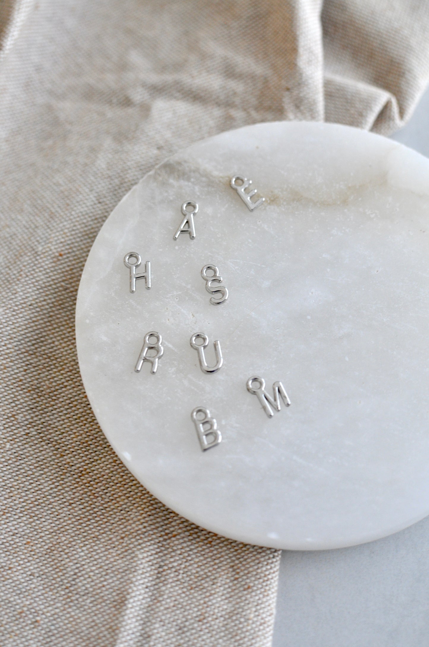 Tiny Silver Letter Charms