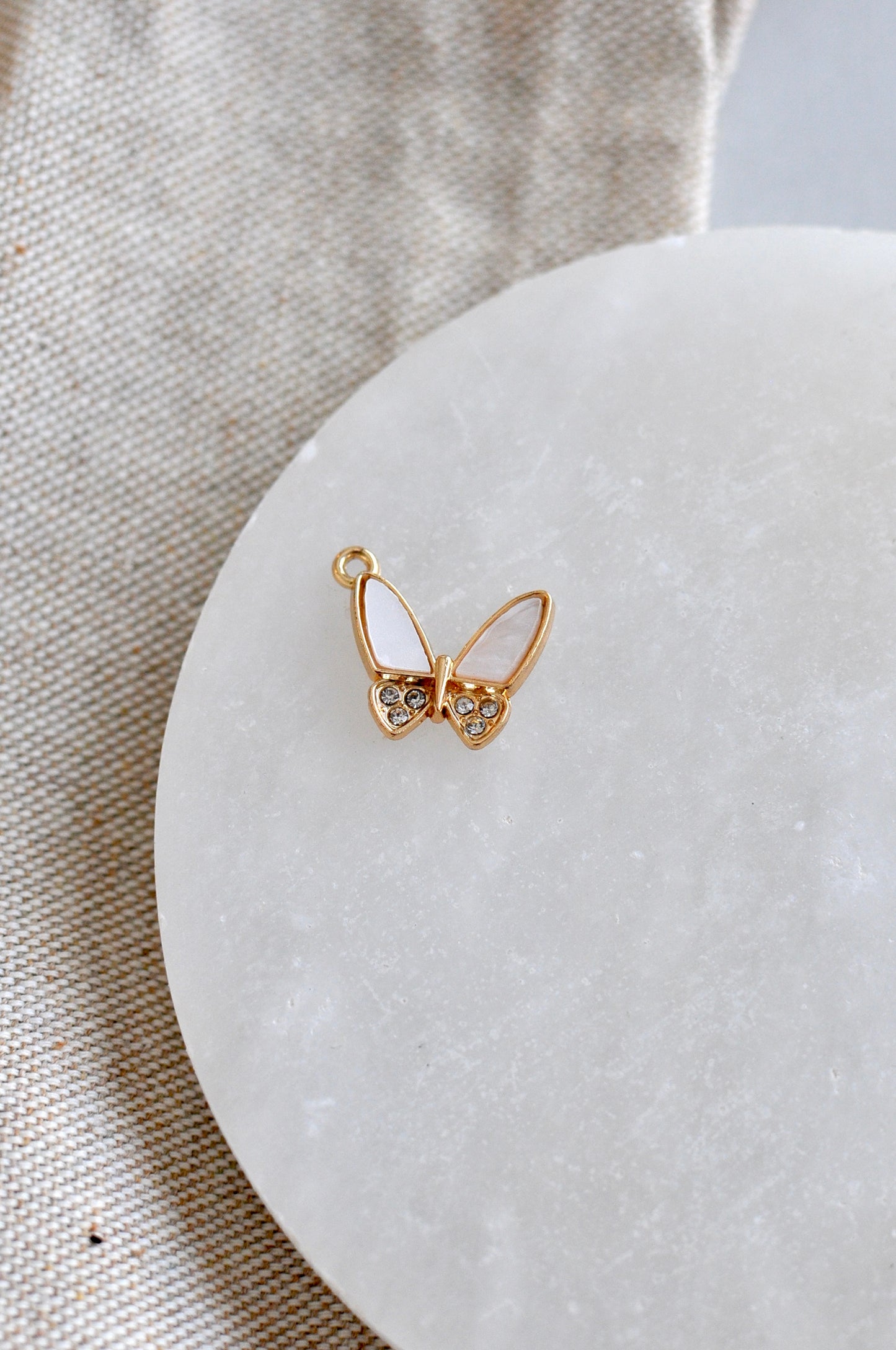 Gold Pearl Butterfly Charm