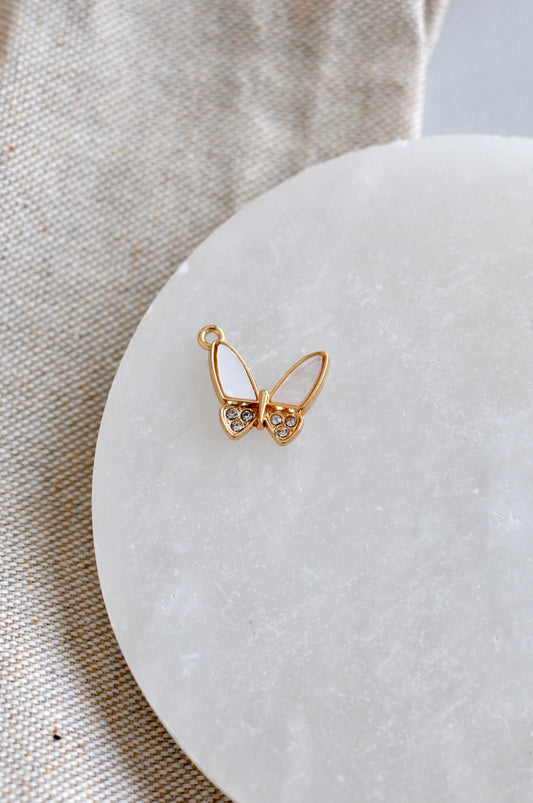 Gold Pearl Butterfly Charm