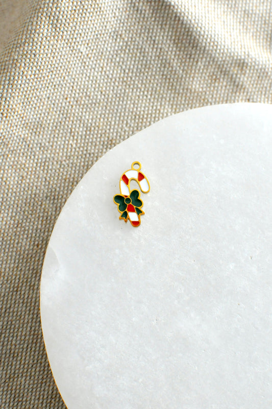 Gold Candy Cane with Bow Charm