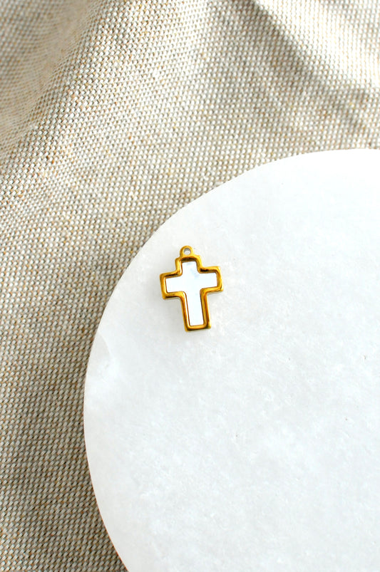 Solid Pearl Cross Charm