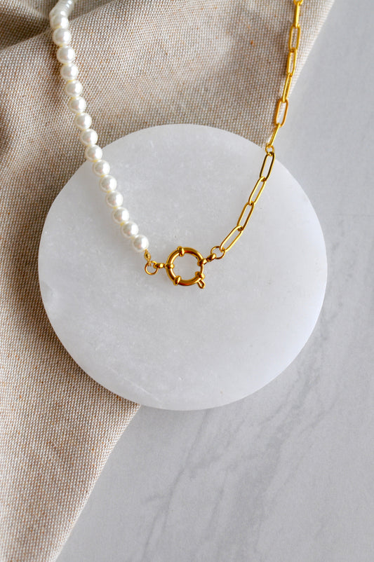 Pearl & Paperclip Pendant Necklace Chain