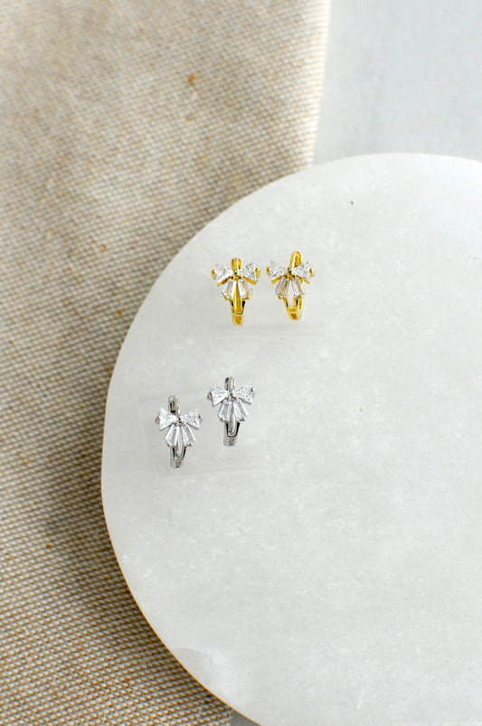 Rhinestone Bow Huggies