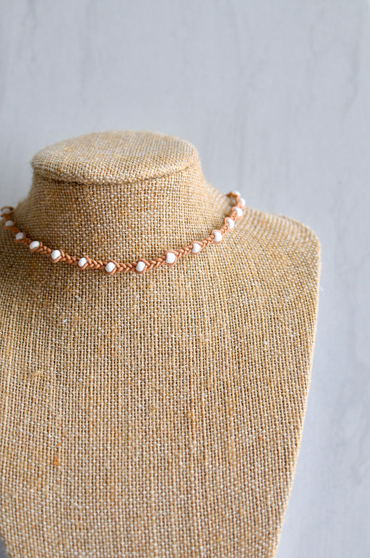 White Leather Necklace