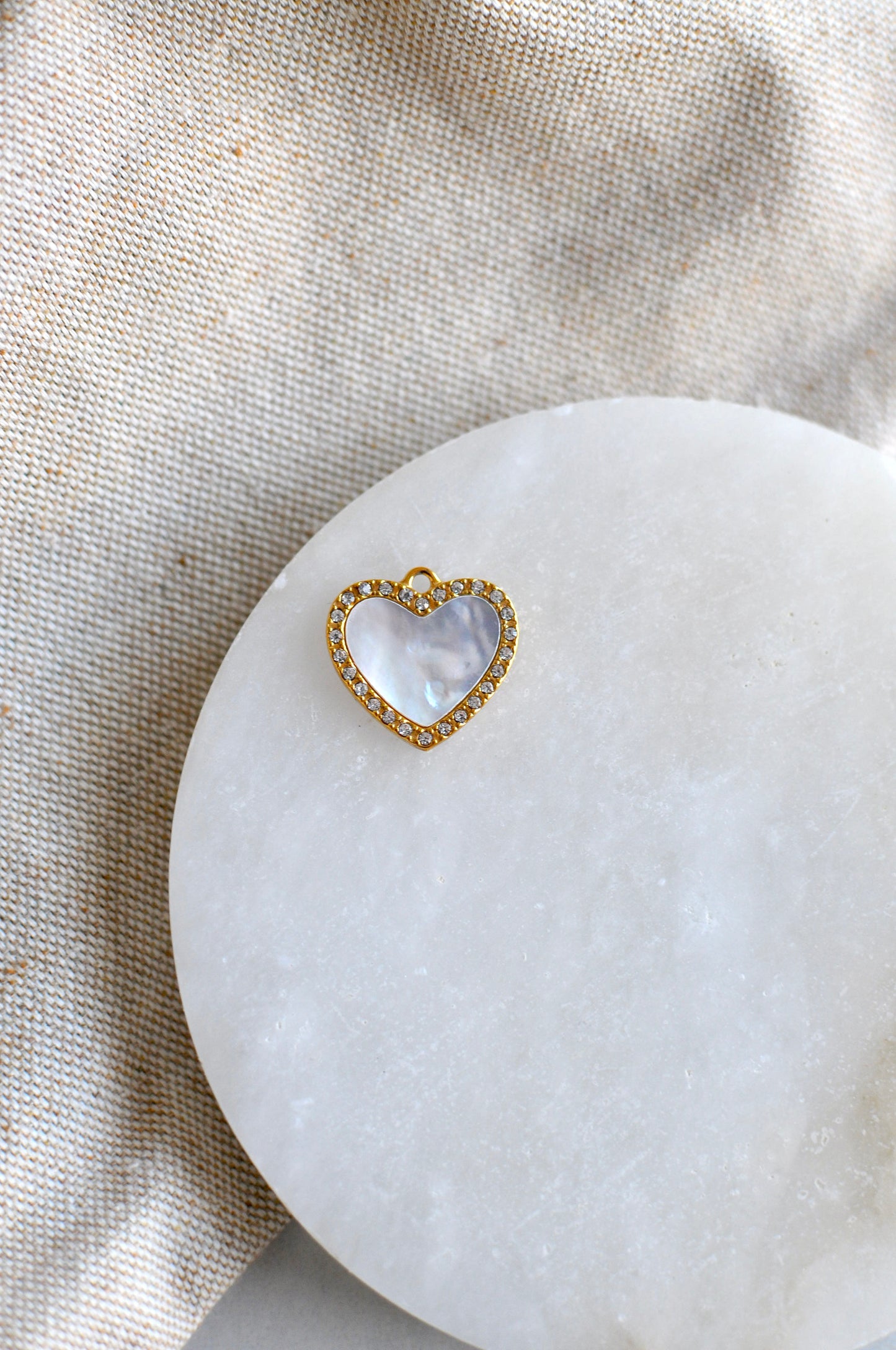 Sparkly Pearl Heart Charm