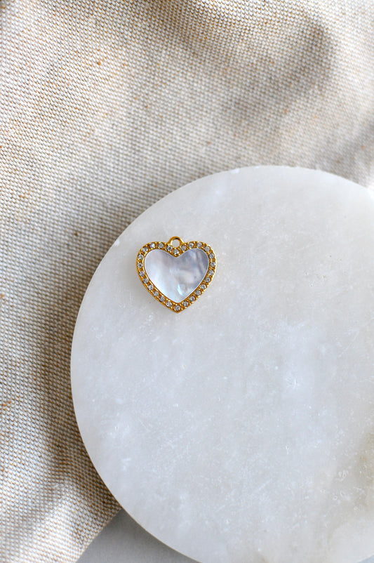 Sparkly Pearl Heart Charm