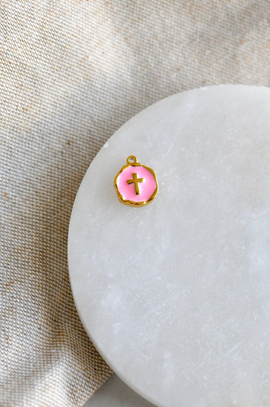 Pink Cross Charm