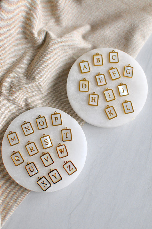 Pearl Square Letter Charm