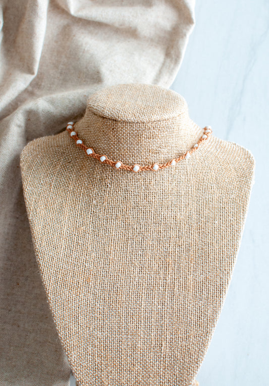 White Leather Necklace