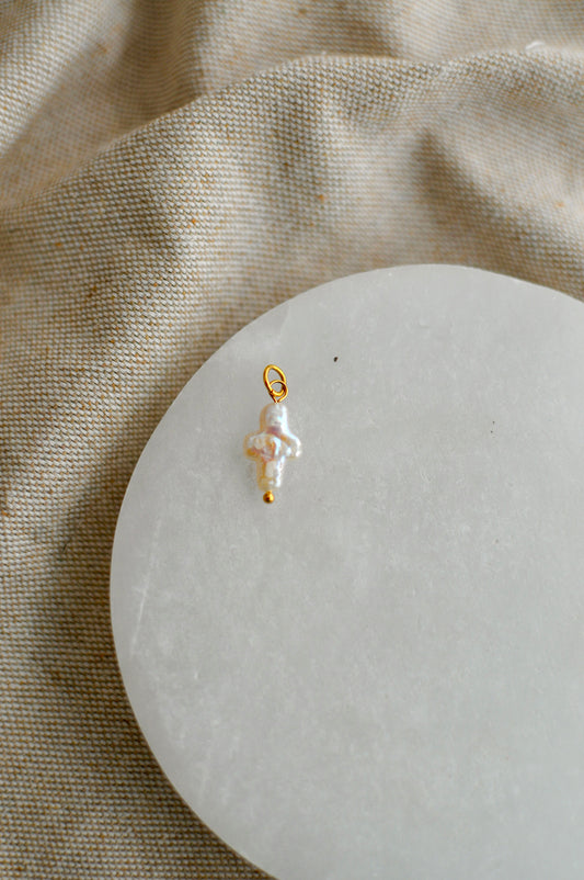 Freshwater Pearl Cross Charm