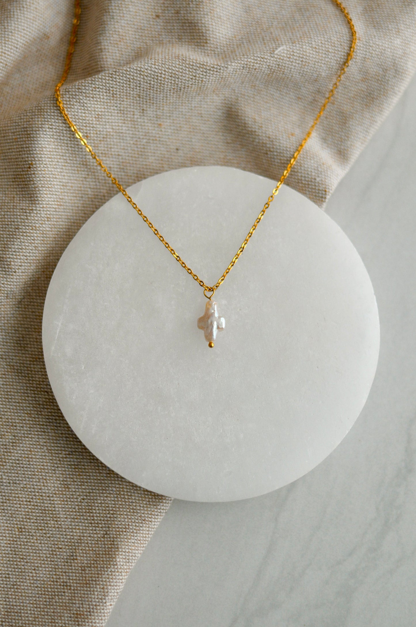 Pearl Cross Dainty Necklace