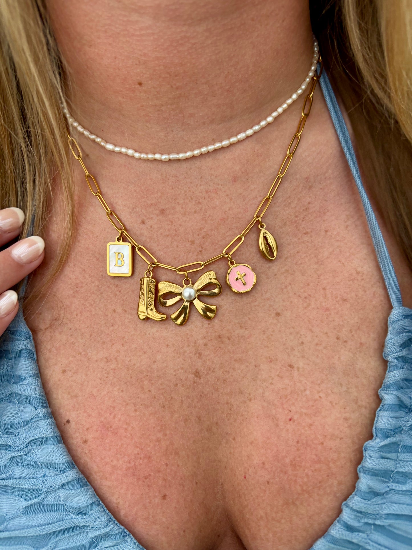 Pearl Square Letter Charm