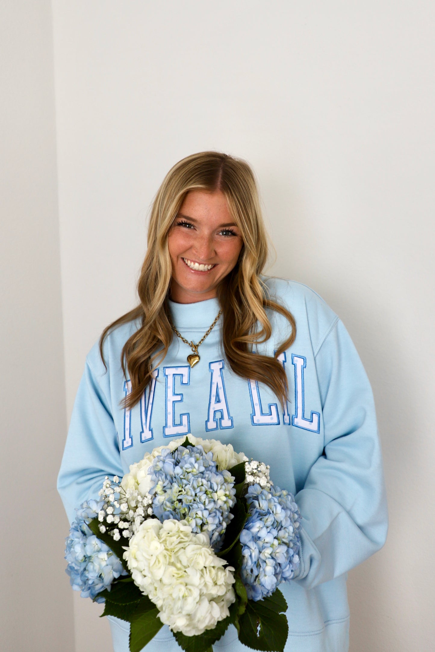Live A Lil Light Blue Mockneck