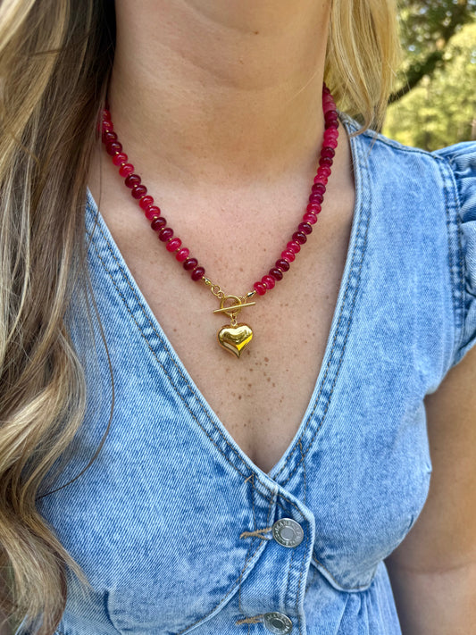 Cardinal Red Beaded Necklace