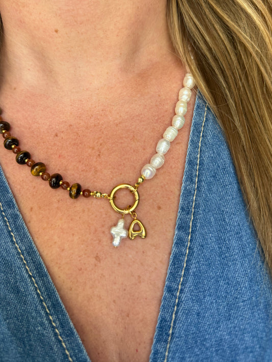 Coffee & Cream Beaded Necklace