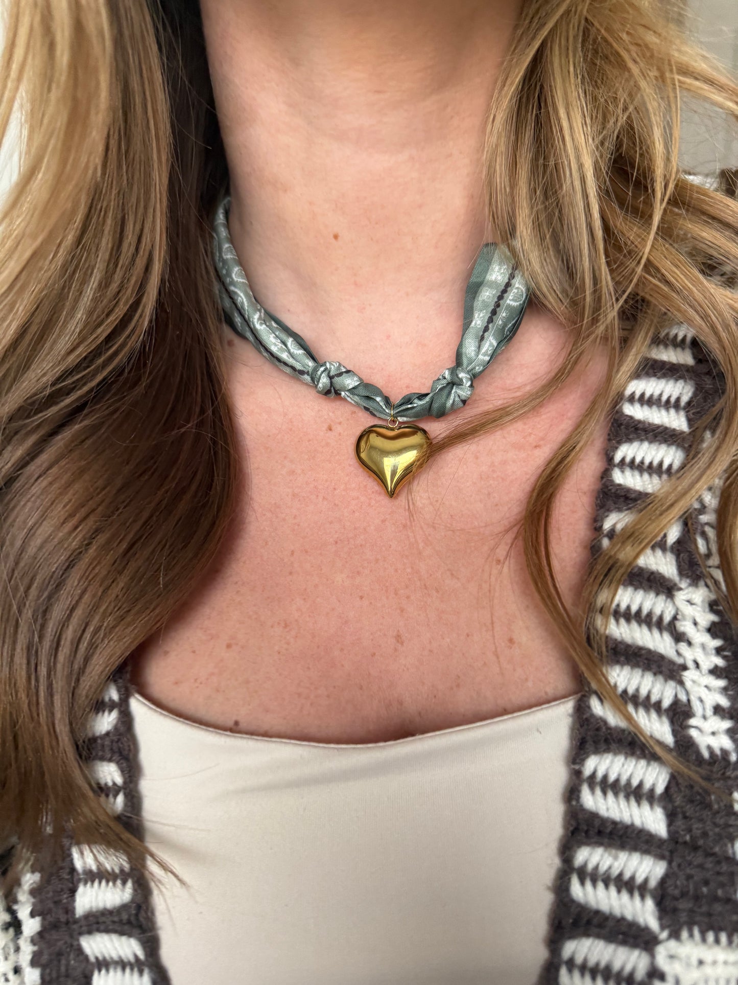 Anne Sage Heart Scarf Necklace