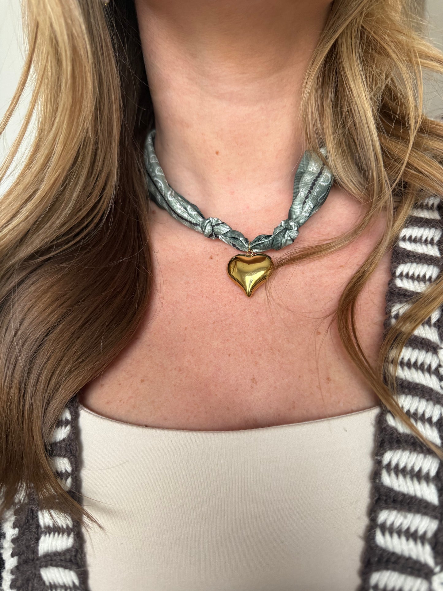 Anne Sage Heart Scarf Necklace